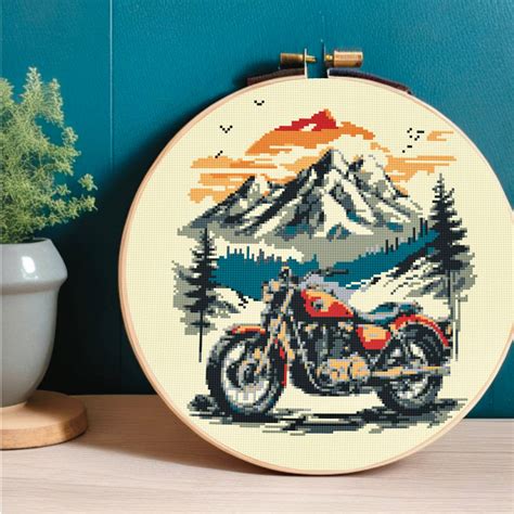 Motorcycle Cross Stitch Pattern Motorbike Cross Stitch Motorcycle