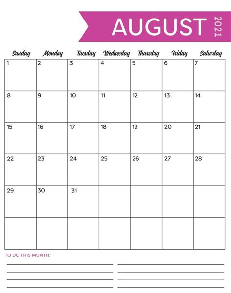 August 2021 Calendar PDF, Word, Excel Template 6 | Calendar pdf ...