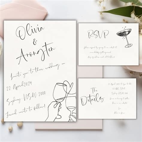 Wedding Invitation Suite Template Hand Drawn Scribble Wedding Invite