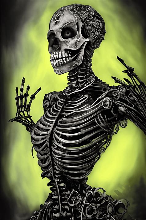 Poster Art Skeleton in Black Suit · Creative Fabrica