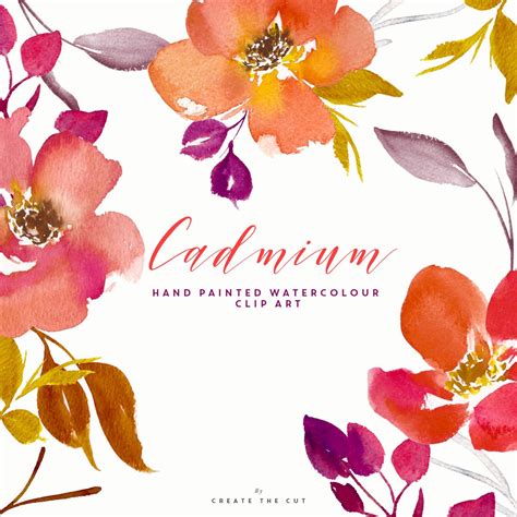 Watercolour Flower Clip Art Hand Painted Floral Clipart Etsy