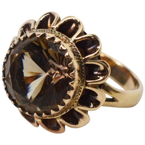 Smokey Quartz Gold Cocktail Ring At 1stdibs