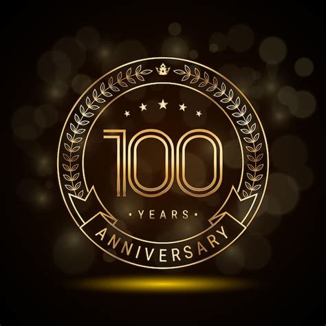 Logo Del 100 Anniversario Con Corona D Alloro Dorata E Numeri A Doppia