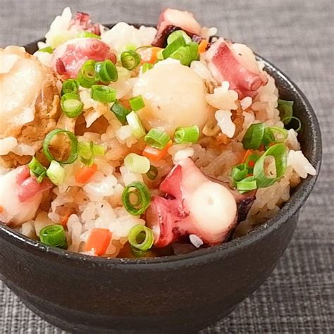 ベビーホタテとタコの海鮮炊き込みご飯 作り方・レシピ クラシル