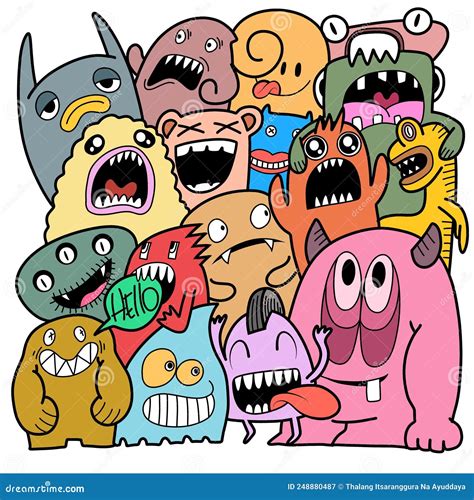 Handgezeichnete Illustrationen Monster Doodle Handgezeichnete Cartoon