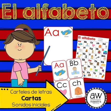 Spanish Alphabet ABC Posters Cards Initial Sounds Chart El Alfabeto