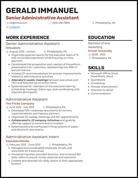 3 Senior Administrative Assistant Resume Examples