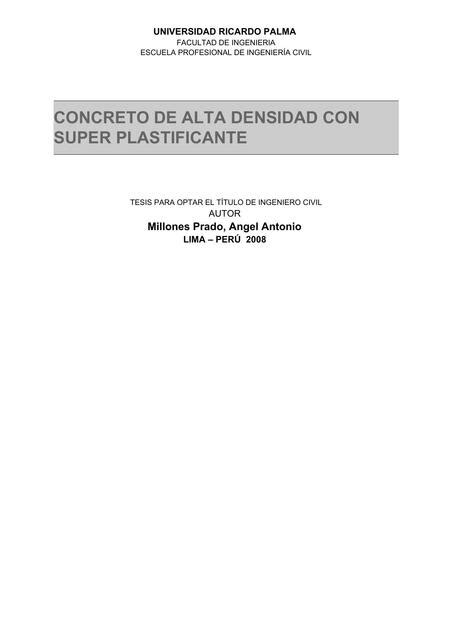 Tesis Concreto De Alta Resistencia Ricardo Palma Fredy Molina Villar