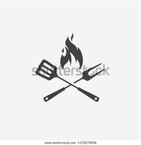 Bbq Flame Icon Grill Sign Meat Stock Vector Royalty Free