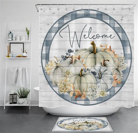 Inpercust Enchanting Autumn Harvest Shower Curtain For Rustic Bathroom