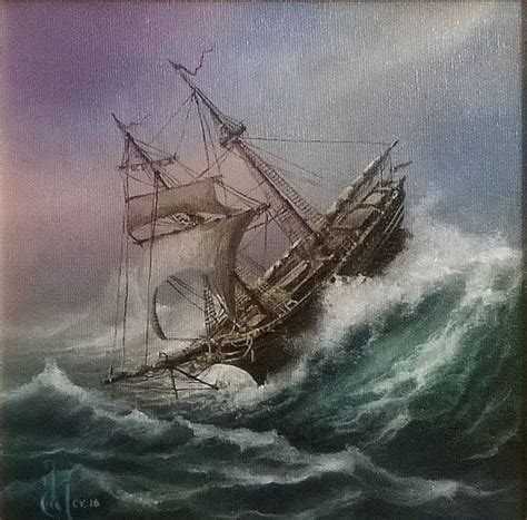 SHIP At ROUGH SEA Fine Art Print From Original Oil Painting Ship