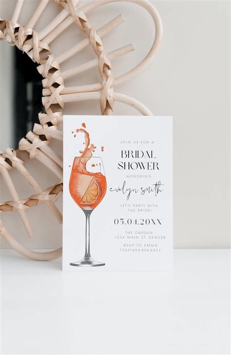 Aperol Spritz Bridal Shower Invite Cocktail Bridal Shower Etsy