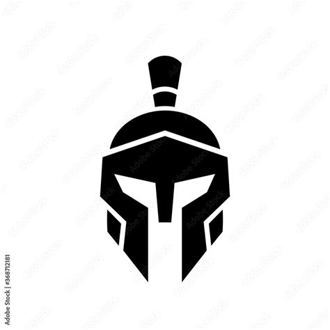 Spartan Warrior Helmet Logo Icon Sparta Knight Symbol Front View