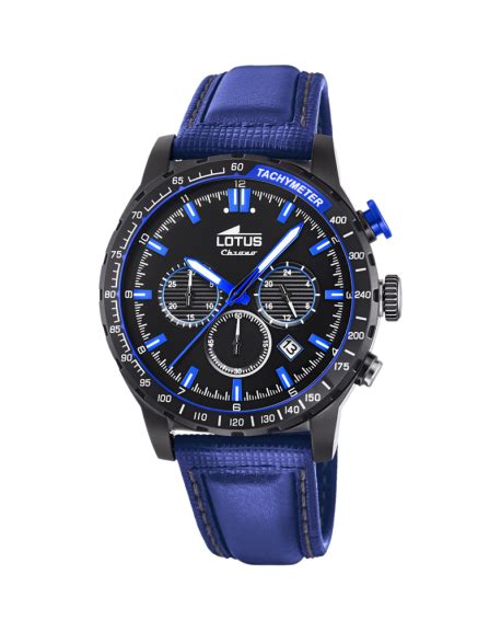 Montre Lotus Homme Chrono Acier Cuir Bleu Gperdumesaiguilles