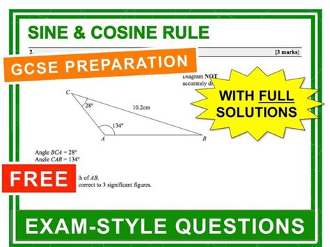 GCSE 9 1 Exam Question Practice Sine And Cosine Rule Teaching Resources