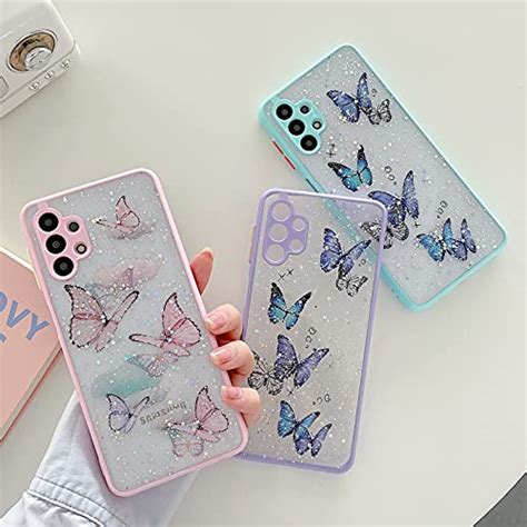 SUYACS Samsung Galaxy A32 Case 5G Cute Glitter Butterfly Full Camera