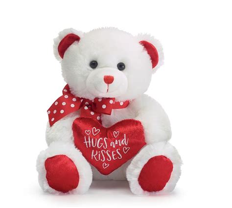 Cute White Teddy Bears With Hearts