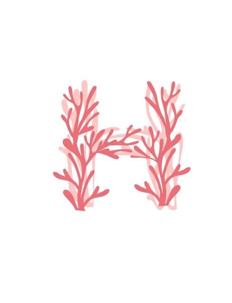 Letter Pink Colored Seaweeds Underwater Ocean Plant Sea Coral Elements