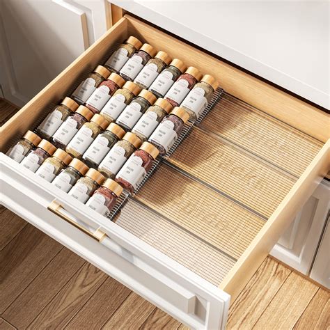 Amazon Yakaly Clear Acrylic Spice Drawer Organizer Expandable 13