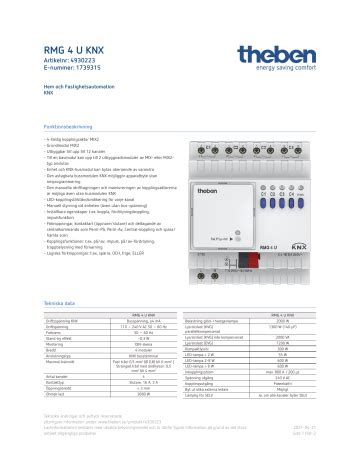 THEBEN RMG 4 U KNX Datablad Manualzz