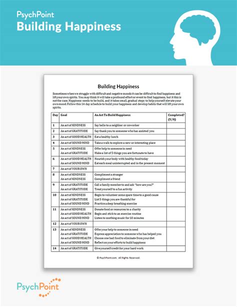 Building Happiness Worksheet Psychpoint