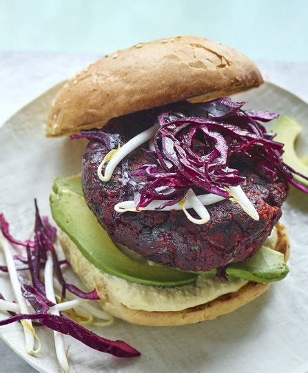 A Deliciously Purple Beetroot Burger With A Halloumi And Sweet Potato