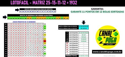 Planilha Lotofacil Fechamento 25 Dezenas Pra Acertar 11 Em 12 CANAL