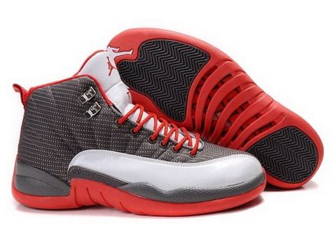 Air Jordan 12 Xii Grey White Red Mens Shoes-101 | Mens grey shoes, Air ...