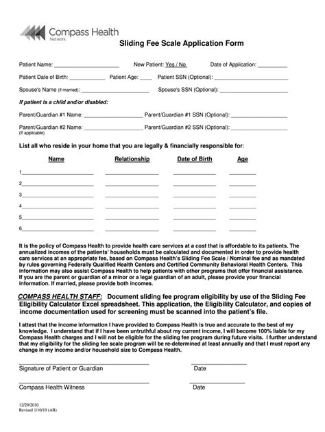 Fillable Online Sliding Fee Scale Application Form Fax Email Print