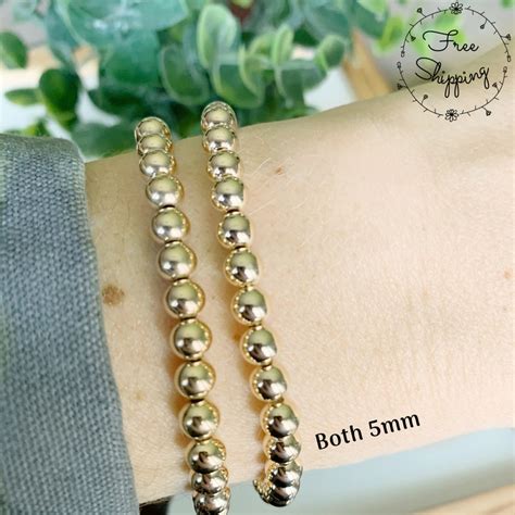 Gold Beaded Bracelet 2 5mm 3mm 4mm 5mm 14k Gold Filled Bead Etsy