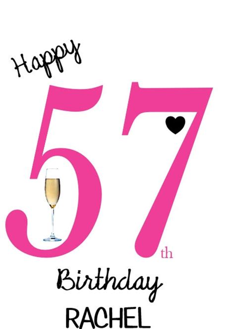 Personalised 57th Birthday Card For Her 57 Fifty Seven Etsy