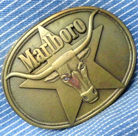 Marlboro Cigarettes Promo Belt Buckle Steer Star Vtg Gem