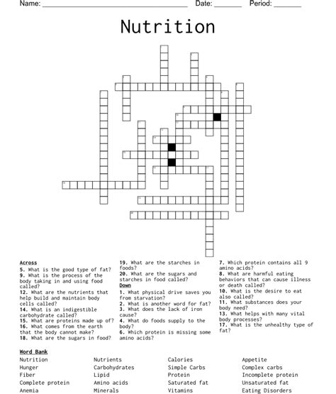 Nutrients Crossword Wordmint