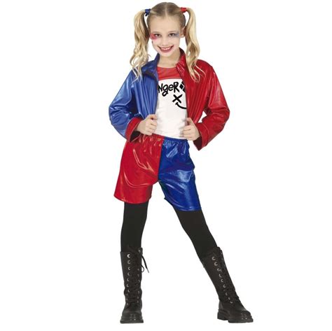 Disfraz De Harley Quinn Rojo Y Azul Infantil La Peseta