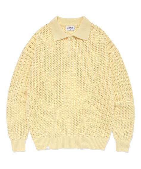 Musinsa Covernat Authentic Crochet Collar Knit Light Yellow