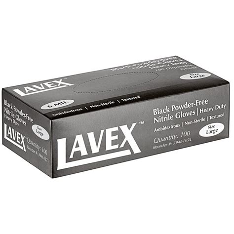 Lavex Pro Nitrile Black Mil Heavy Duty Powder Free Textured Gloves