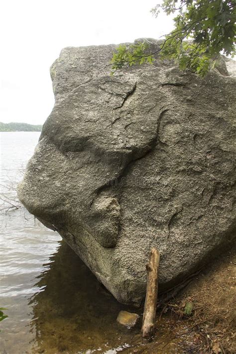 Glacial Erratic On Shore Of Cliff Pond At Cape Cod Stock Image Image Of Environment England