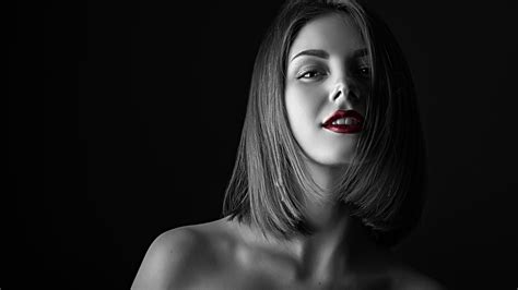 Wallpaper Selective Coloring Smiling Women Dark Sergey Fat