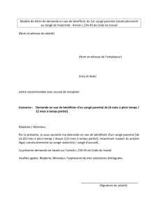 Lettre De Demande De Congé Maternité à L Employeur Exemple de Lettre