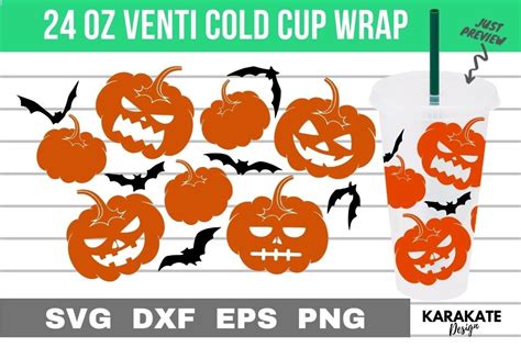 Halloween Pumpkin 24 Oz Venti Cup Wrap Graphic By KARAKATE Creative