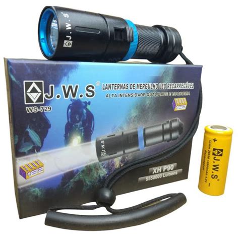 Lanterna De Mergulho Led Xh P Profissional Super Forte Jws Ws