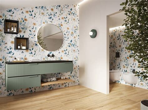 Mobile Bagno Blues Cm Cassetti Verde Salvia Opaco E Lavabo Unitop