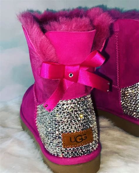 Pink Ugg Bailey Bow Mini Boots With Lux Crystals Video Video Ugg