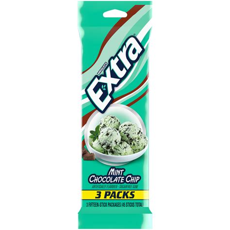 Extra Gum Mint Chocolate Chip Sugarfree Chewing Gum Sticks Pack Of