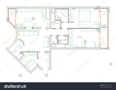 Draft Plan Arrangement All Furniture Stock Illustration 185417054