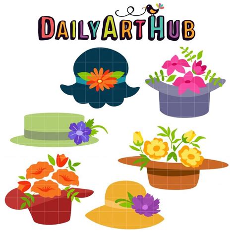 Flower Hats Clip Art Set Daily Art Hub Graphics Alphabets And Svg