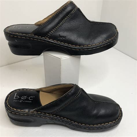 Boc Born Concept Black Leather Clogs Womens Sz 8 Slip On Slide In Classic Biker Ebay