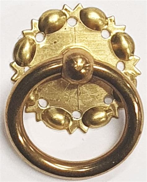 Möbelgriffe antik Ringgriff Messing roh aus dem Biedermeier 9143 4MR