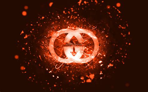 Download Wallpapers Gucci Orange Logo 4k Orange Neon Lights Creative Orange Abstract