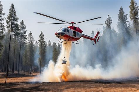 Premium Photo Fire Fighting Helicopter Carry Water Bucket To